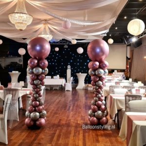 Balloon Styling Tilburg ballonnenpilaren chroom zilver chroom pink ballonnen Tilburg (1)