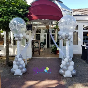 Balloon Styling Tilburg ballonnenpilaren ballonpilaar Just Married huwelijk trouwerij ballonnen Tilburg feestartikelen Tilburg