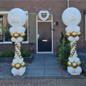 Balloon-Styling-Tilburg-ballonnenpilaren-met-gepersonaliseerde-topballonnen-ballonnenhart-ballonnen-Tilburg feestartikelen Tilburg