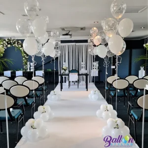 Balloon Styling Tilburg heliumballonnen gronddecoratie huwelijk trouwerij love doves zijden bloemen ballonnen Tilburg feestartikelen Tilburg