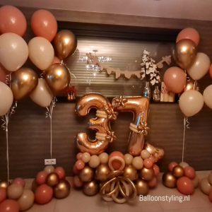 Balloon Styling Tilburg trossen heliumballonnen cijferdecoratie 39 rosegoud ballonnen Tilburg feestartikelen Tilburg