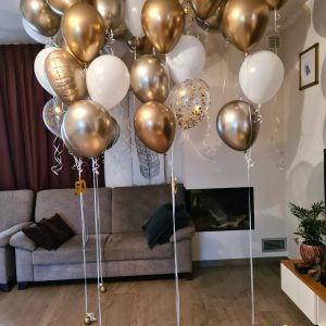 Trossen heliumballonnen chroom goud met confetti heliumballonnen Tilburg feestartikelen Tilburg