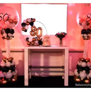 Balloon Styling Tilburg luxe bedrukte ballonnenpilaren gevuld met kleine ballonnen cijferballon ballonnen Tilburg (1)
